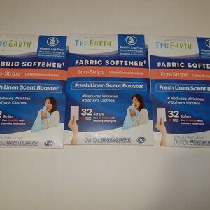 3 - 32 Pk TruEarth Fabric Softener Fresh Linen Scent Tru Earth Eco 96 Strips